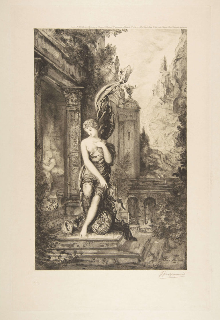 L’Homme Qui Court Après La Fortune, et l’Homme Qui l’Attend Dans Son Lit de Jean de La Fontaine dans Les Fables - Gravure de Félix Bracquemond d'après Gustave Moreau - 1898