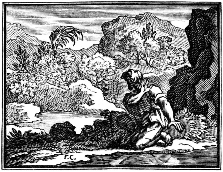 L’Homme et Son Image de Jean de La Fontaine dans Les Fables - Illustration de François Chauveau - 1688