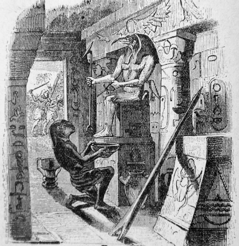 L’Homme et l’Idole de Bois de Jean de La Fontaine dans Les Fables - Illustration de Grandville - 1840