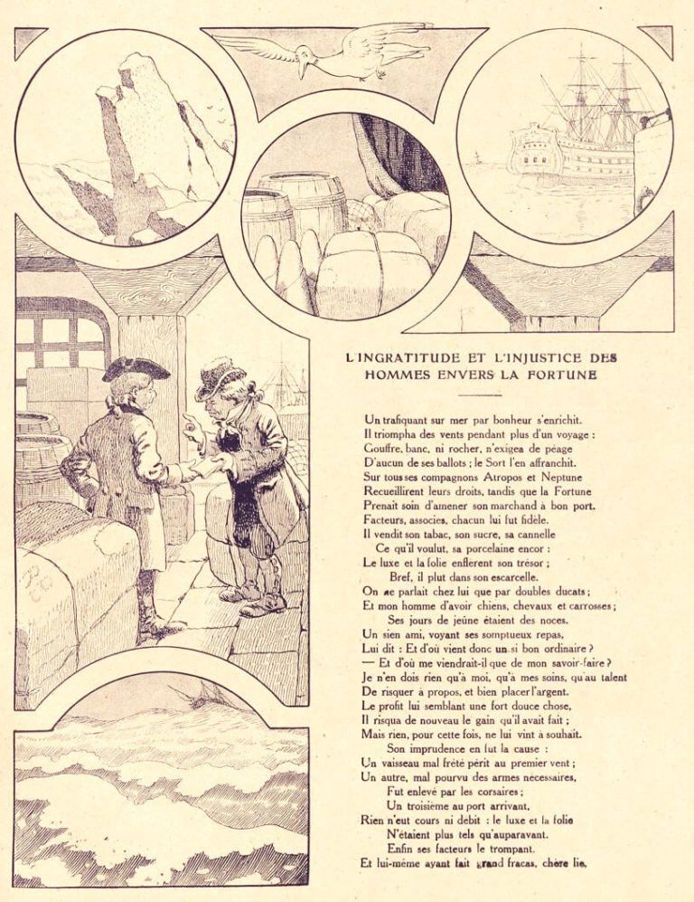 L’Ingratitude et l’Injustice Des Hommes Envers La Fortune de Jean de La Fontaine dans Les Fables - Illustration de Benjamin Rabier - Page 1 sur 2 - 1906