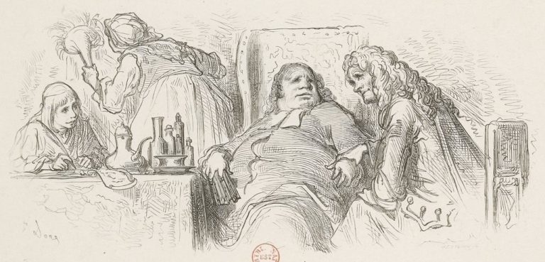 La Goutte et l'Araignée de Jean de La Fontaine dans Les Fables - Illustration de Gustave Doré - 1876