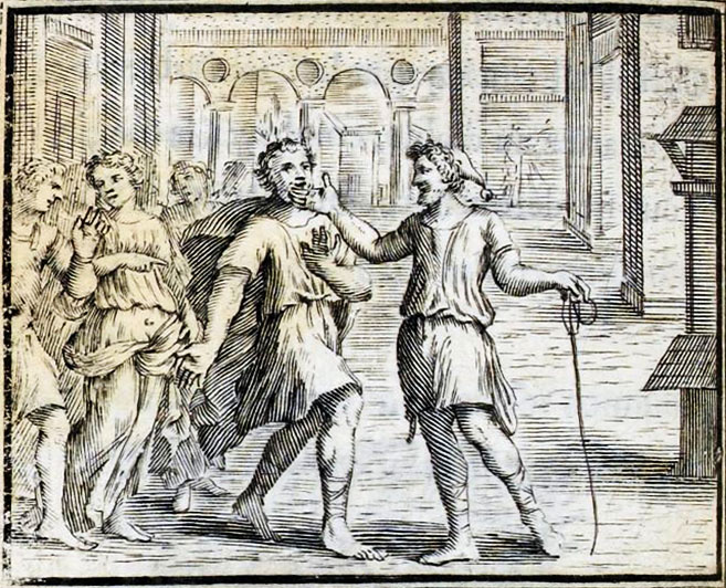 Le Fou qui Vend La Sagesse de Jean de La Fontaine dans Les Fables - Illustration de François Chauveau - 1688