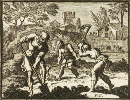 Le Laboureur et Ses Enfants de Jean de La Fontaine dans Les Fables - Illustration de François Chauveau - 1688