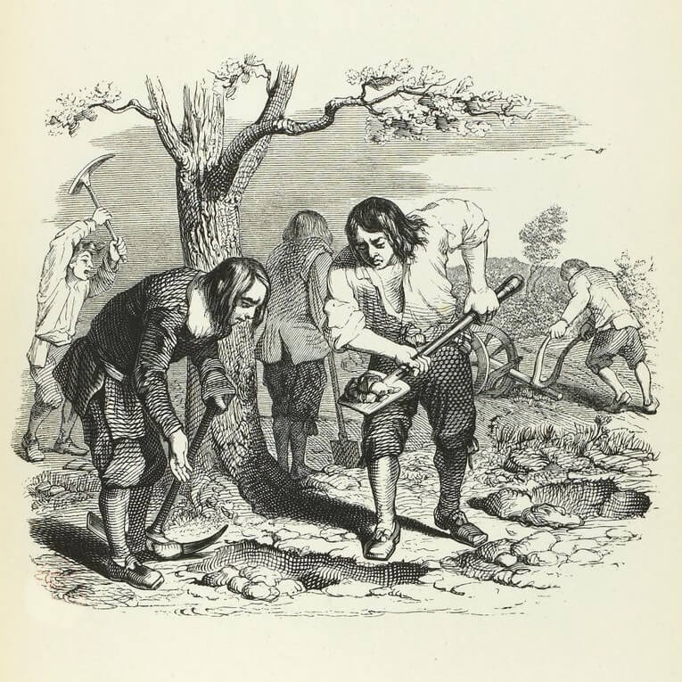 Le Laboureur et Ses Enfants de Jean de La Fontaine dans Les Fables - Illustration de Grandville - 1840