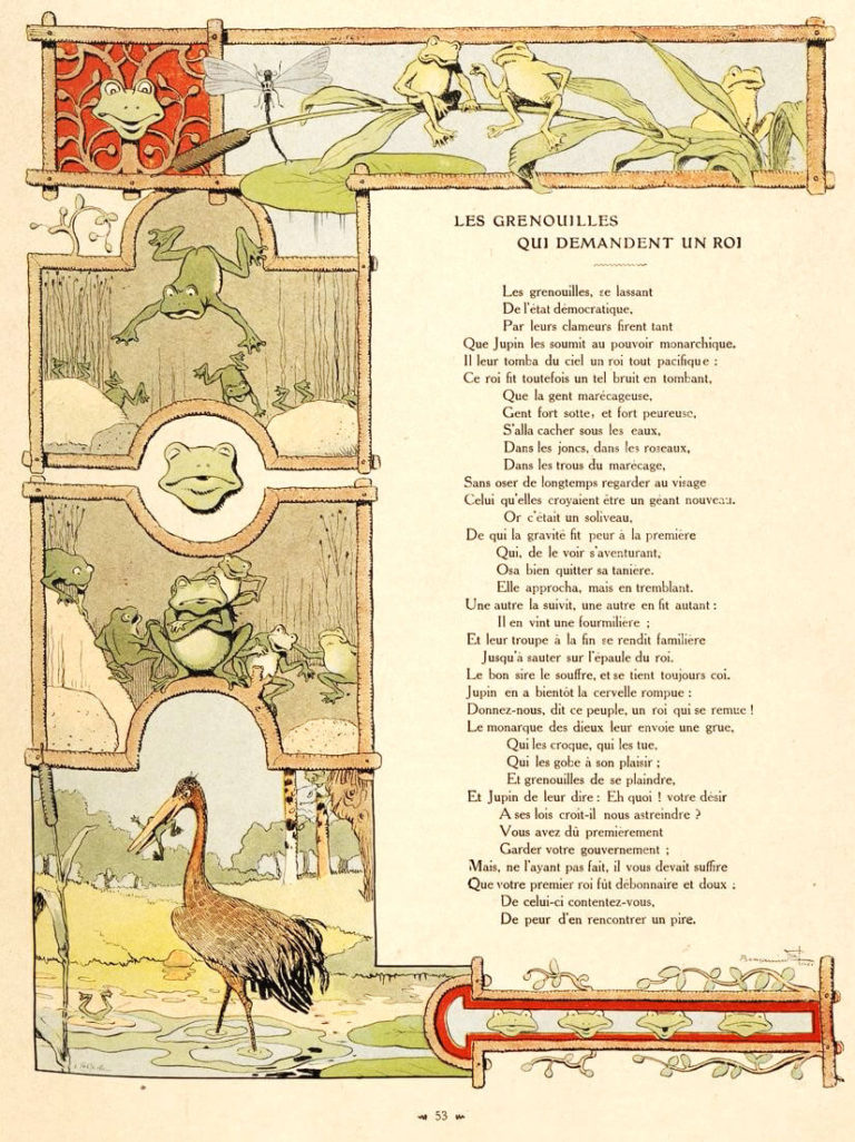 Les Grenouilles Qui Demandent Un Roi de Jean de La Fontaine dans Les Fables - Illustration de Benjamin Rabier - 1906