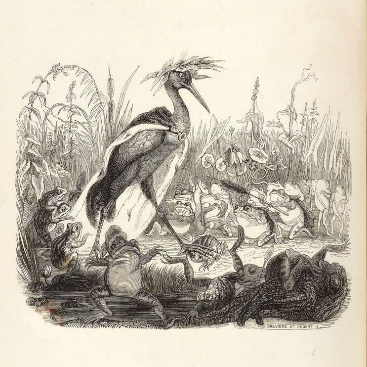 Les Grenouilles Qui Demandent Un Roi de Jean de La Fontaine dans Les Fables - Illustration de Grandville - 1840