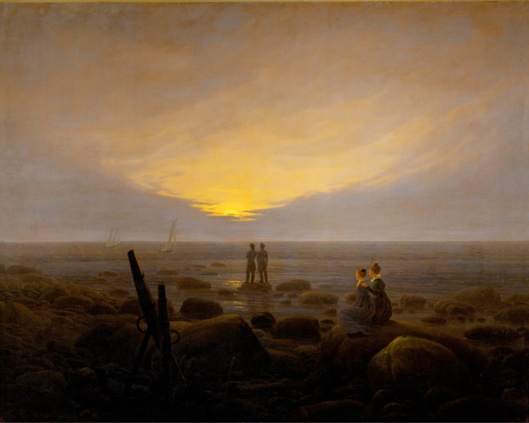 Magnitudo Parvi de Victor Hugo dans Les Contemplations - Peinture de Caspar David Friedrich - Crépuscule en bord de mer - 1821