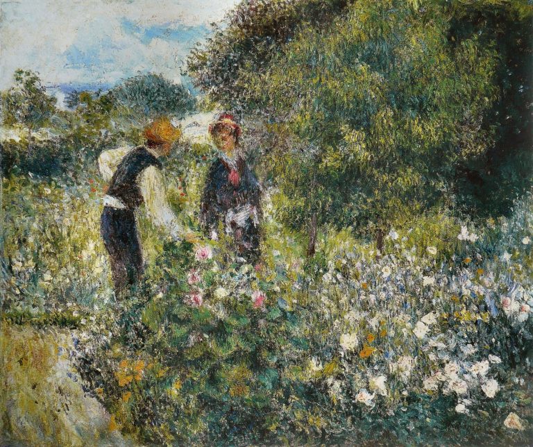 Ô Souvenirs ! Printemps ! Aurore !... de Victor Hugo dans Les Contemplations - Tableau de Auguste Renoir - La Cueillette des fleurs - 1875