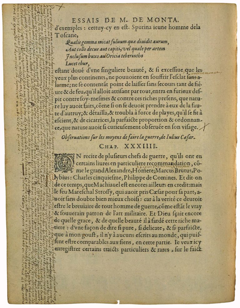 Observations Sur Les Moyens De Faire La Guerre de Julius Cæsar de Michel de Montaigne - Essais - Livre 2 Chapitre 34 - Édition de Bordeaux - 001