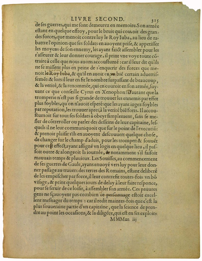 Observations Sur Les Moyens De Faire La Guerre de Julius Cæsar de Michel de Montaigne - Essais - Livre 2 Chapitre 34 - Édition de Bordeaux - 002
