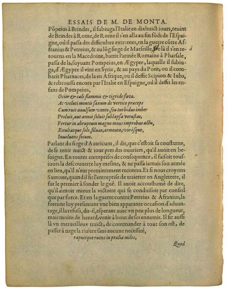 Observations Sur Les Moyens De Faire La Guerre de Julius Cæsar de Michel de Montaigne - Essais - Livre 2 Chapitre 34 - Édition de Bordeaux - 005