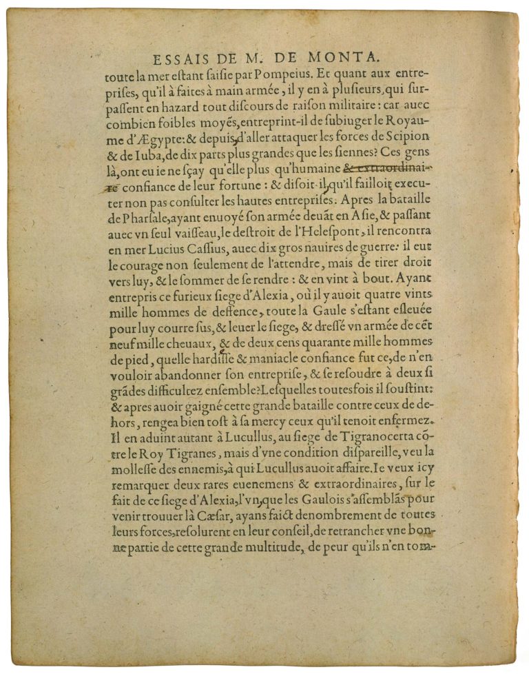 Observations Sur Les Moyens De Faire La Guerre de Julius Cæsar de Michel de Montaigne - Essais - Livre 2 Chapitre 34 - Édition de Bordeaux - 007