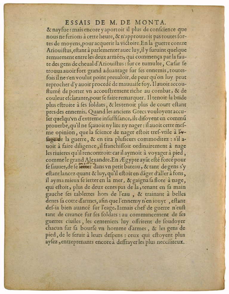 Observations Sur Les Moyens De Faire La Guerre de Julius Cæsar de Michel de Montaigne - Essais - Livre 2 Chapitre 34 - Édition de Bordeaux - 009