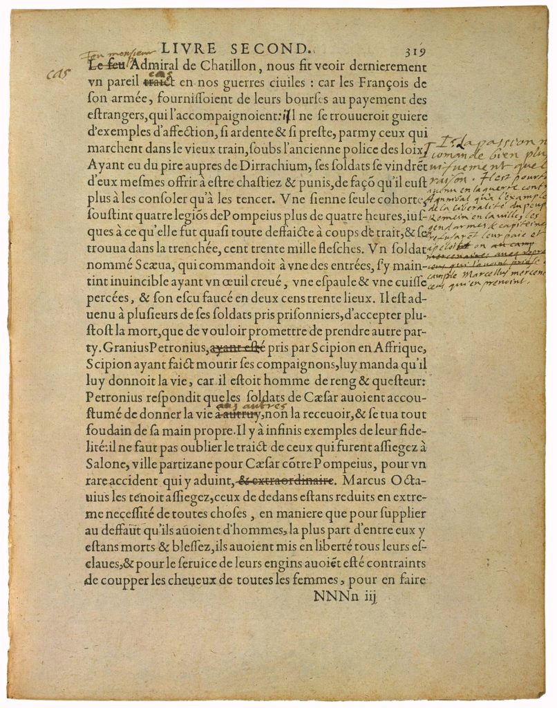 Observations Sur Les Moyens De Faire La Guerre de Julius Cæsar de Michel de Montaigne - Essais - Livre 2 Chapitre 34 - Édition de Bordeaux - 010