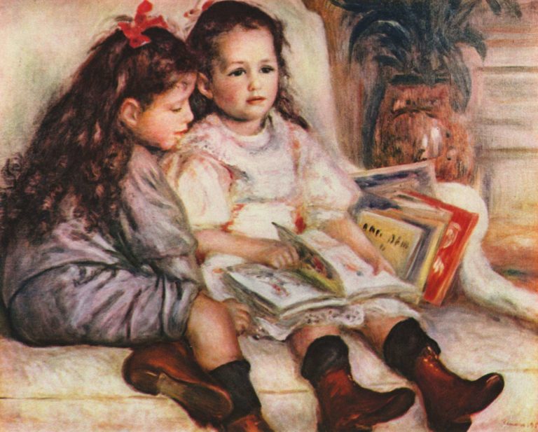 Pure Innocence, Vertu Sainte... de Victor Hugo dans Les Contemplations - Peinture de Pierre-Auguste Renoir - Portrait de Jean et Geneviève Caillebotte - 1895