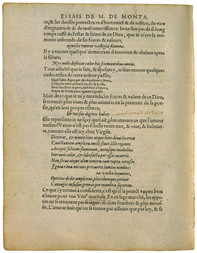 Sur Des Vers De Virgile de Michel de Montaigne - Essais - Livre 3 Chapitre 5 - Édition de Bordeaux - 008