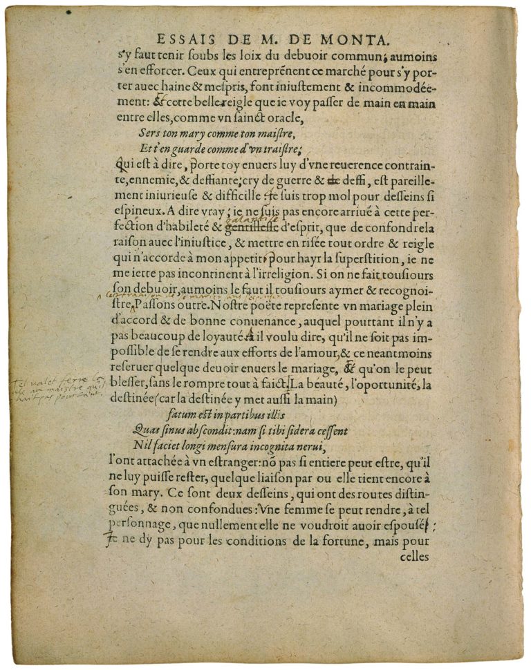 Sur Des Vers De Virgile de Michel de Montaigne - Essais - Livre 3 Chapitre 5 - Édition de Bordeaux - 012