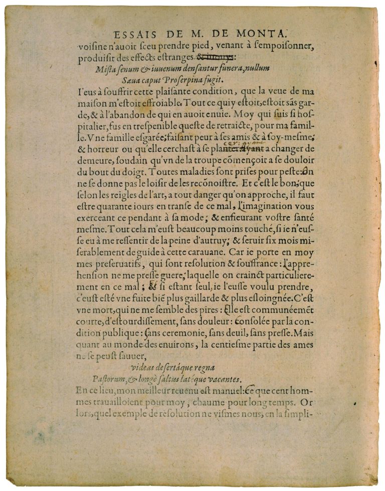 De La Phisionomie de Michel de Montaigne - Essais - Livre 3 Chapitre 12 - Édition de Bordeaux - 010