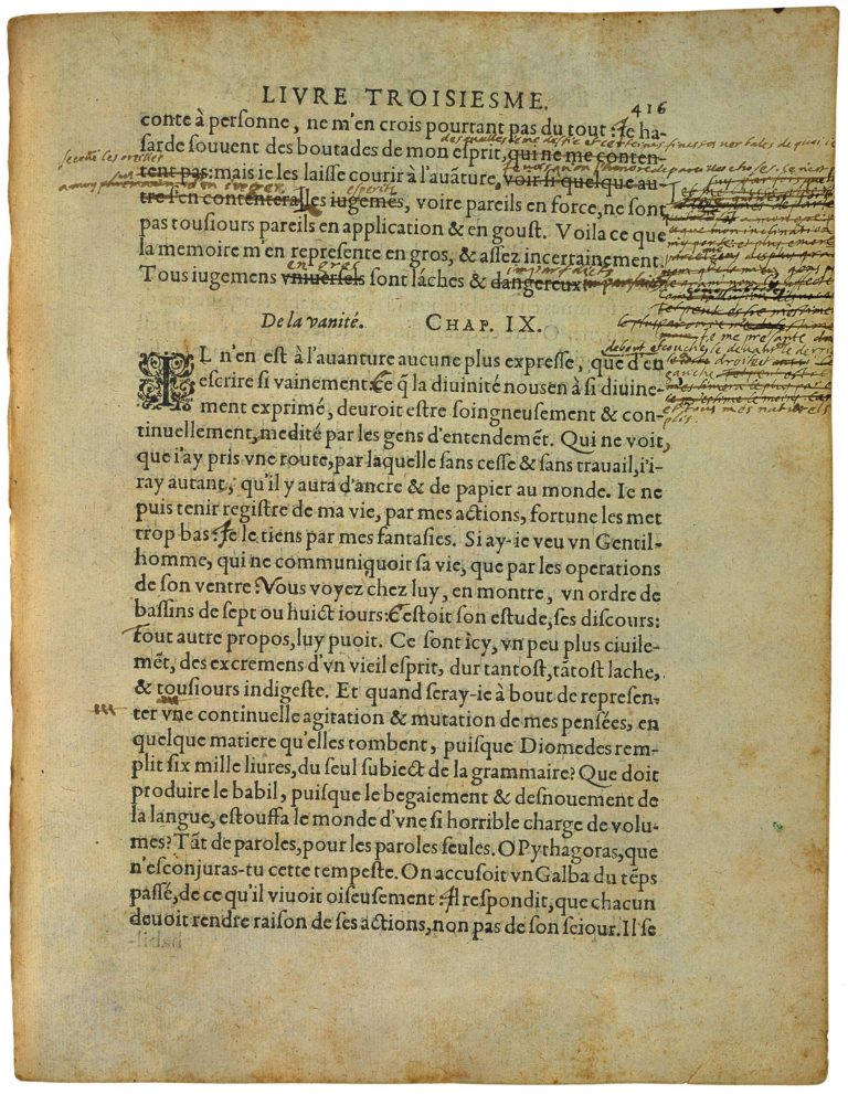 De La Vanité de Michel de Montaigne - Essais - Livre 3 Chapitre 9 - Édition de Bordeaux - 001