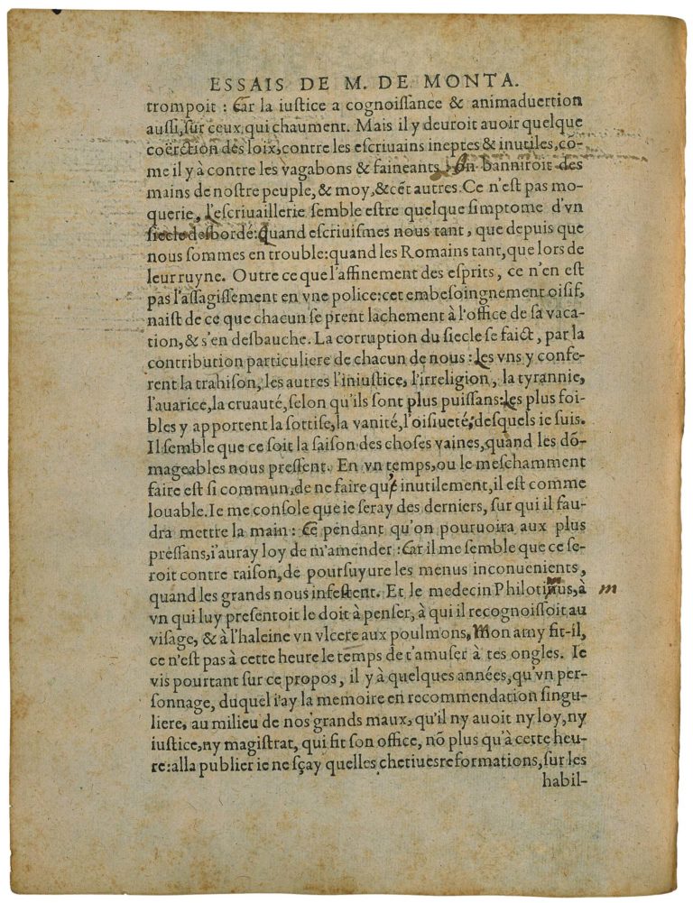 De La Vanité de Michel de Montaigne - Essais - Livre 3 Chapitre 9 - Édition de Bordeaux - 002