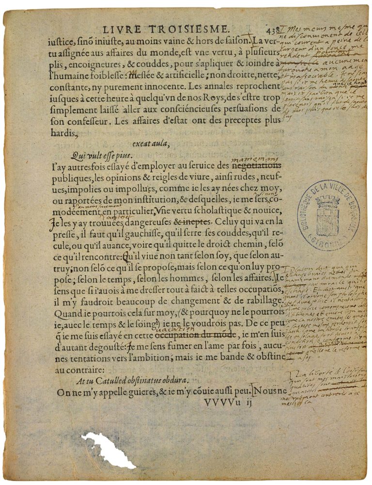 De La Vanité de Michel de Montaigne - Essais - Livre 3 Chapitre 9 - Édition de Bordeaux - 045