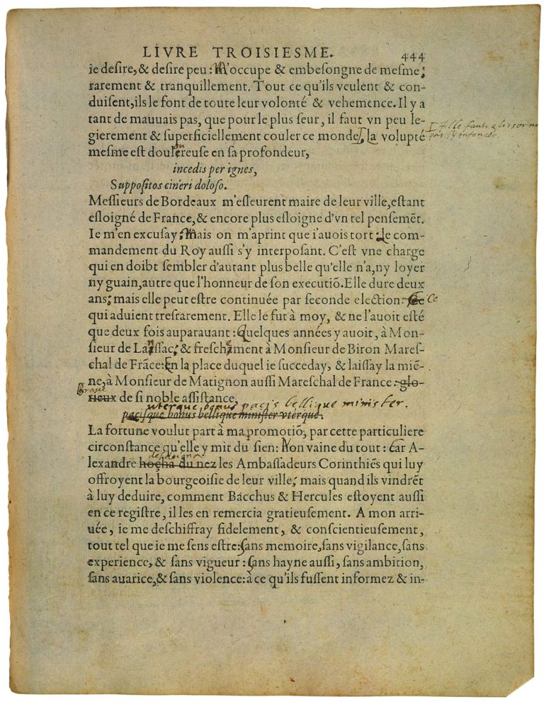 De Mesnager Sa Volonté de Michel de Montaigne - Essais - Livre 3 Chapitre 10 - Édition de Bordeaux - 003