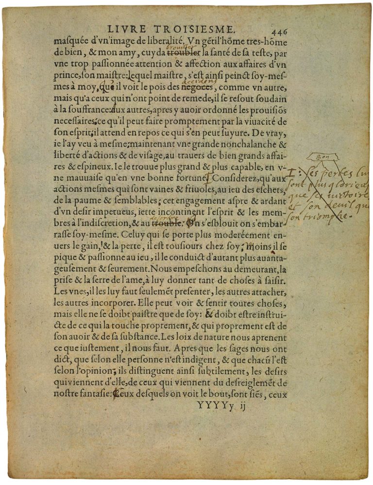 De Mesnager Sa Volonté de Michel de Montaigne - Essais - Livre 3 Chapitre 10 - Édition de Bordeaux - 007