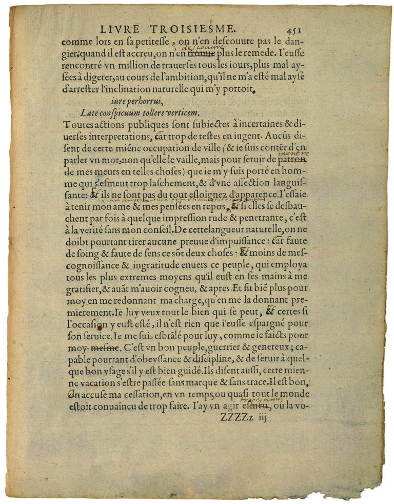 De Mesnager Sa Volonté de Michel de Montaigne - Essais - Livre 3 Chapitre 10 - Édition de Bordeaux - 017