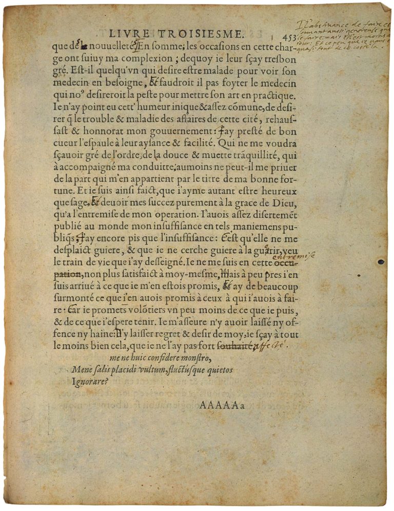 De Mesnager Sa Volonté de Michel de Montaigne - Essais - Livre 3 Chapitre 10 - Édition de Bordeaux - 021