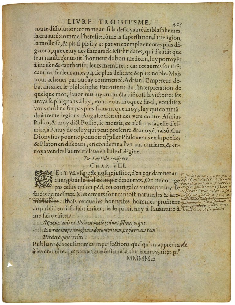 De l’Art De Conférer de Michel de Montaigne - Essais - Livre 3 Chapitre 8 - Édition de Bordeaux - 001