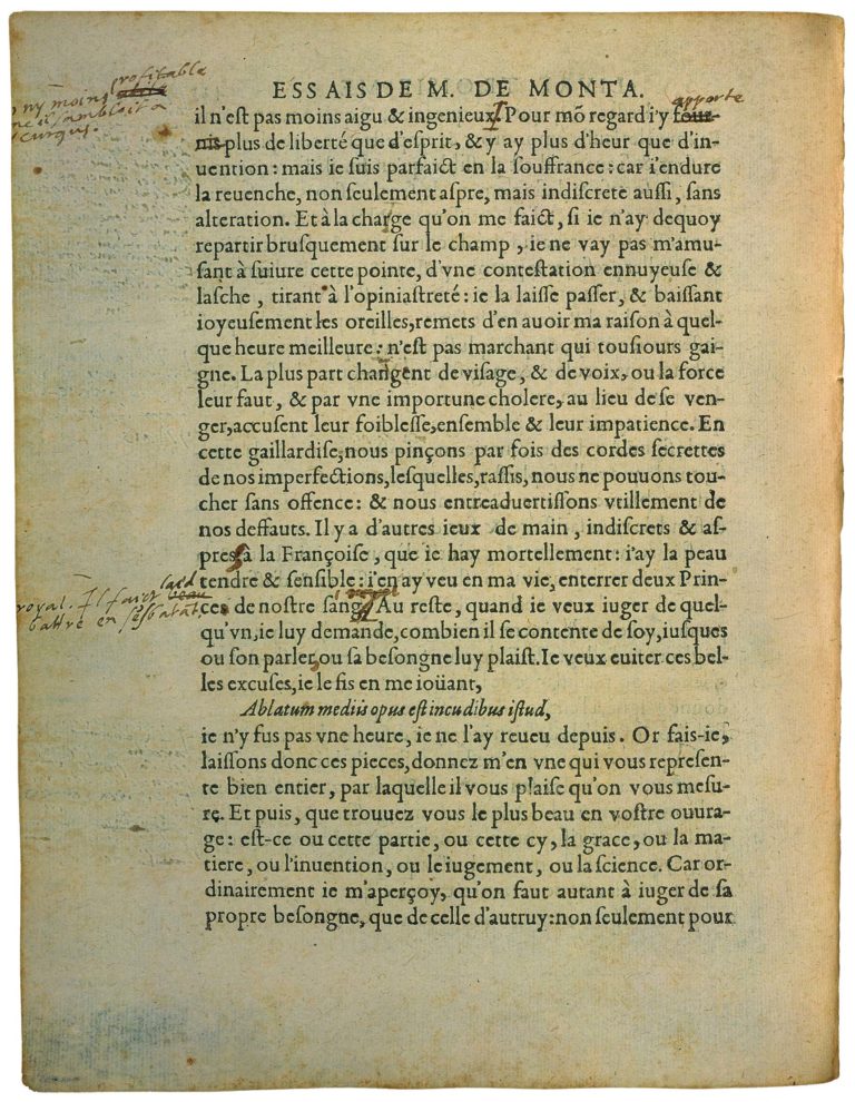 De l’Art De Conférer de Michel de Montaigne - Essais - Livre 3 Chapitre 8 - Édition de Bordeaux - 018