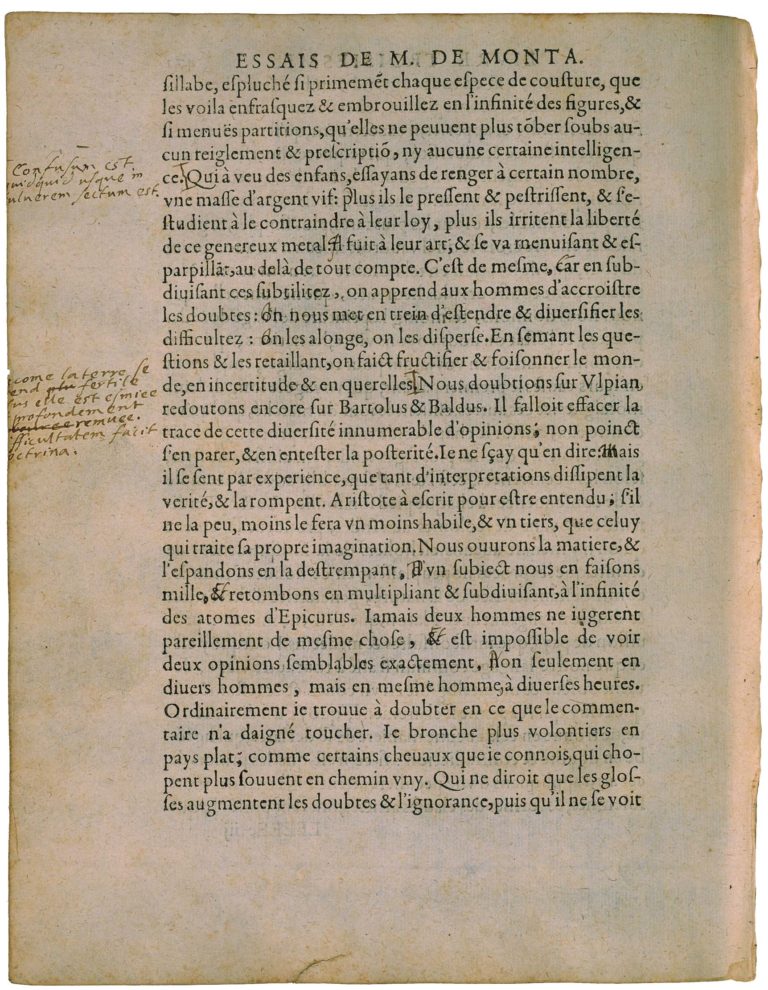 De l’Experience de Michel de Montaigne - Essais - Livre 3 Chapitre 13 - Édition de Bordeaux - 004