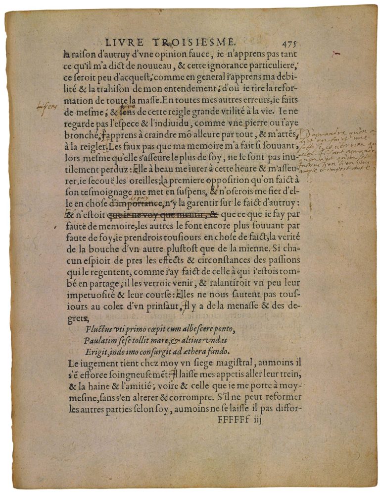 De l’Experience de Michel de Montaigne - Essais - Livre 3 Chapitre 13 - Édition de Bordeaux - 011