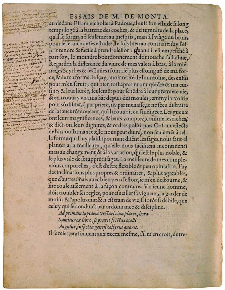 De l’Experience de Michel de Montaigne - Essais - Livre 3 Chapitre 13 - Édition de Bordeaux - 020