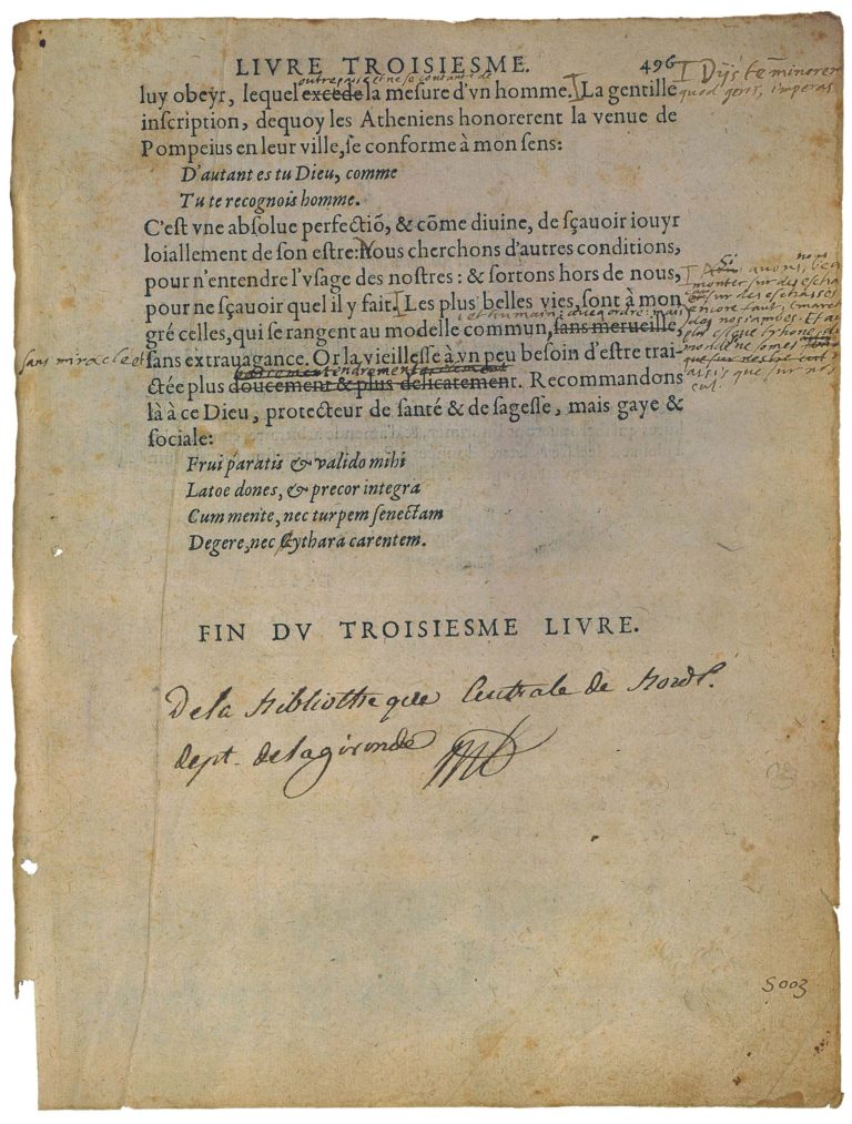 De l’Experience de Michel de Montaigne - Essais - Livre 3 Chapitre 13 - Édition de Bordeaux - 053