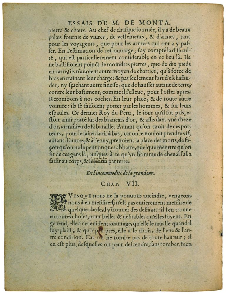 De l’Incommodité De La Grandeur de Michel de Montaigne - Essais - Livre 3 Chapitre 7 - Édition de Bordeaux - 001