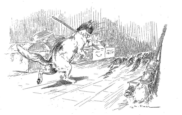 La Ligue des Rats de Jean de La Fontaine dans Les Fables - Illustration de Auguste Vimar - 1897