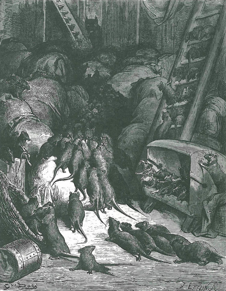La Ligue des Rats de Jean de La Fontaine dans Les Fables - Illustration de Gustave Doré - 1876