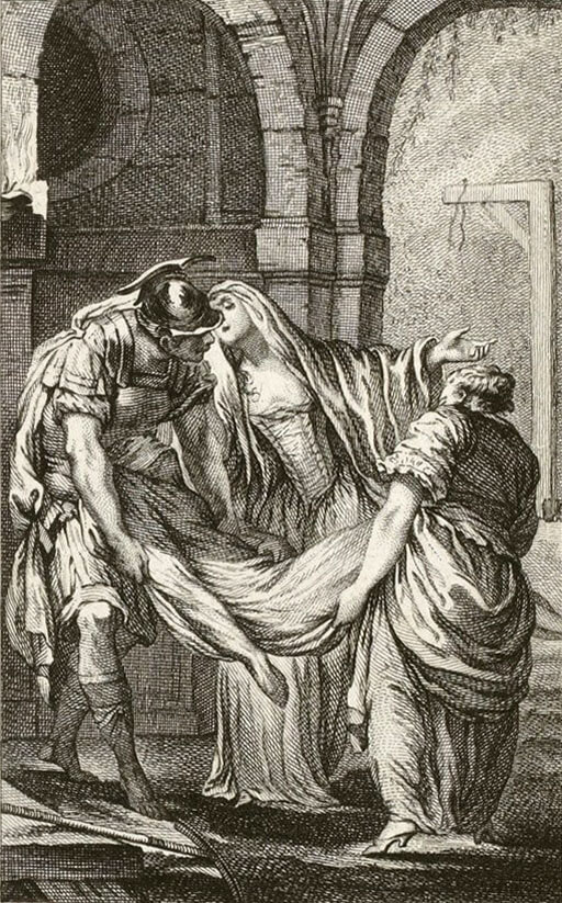 La Matrone d’Éphèse de Jean de La Fontaine dans Les Fables - Gravure de Charles Eisen - 1762