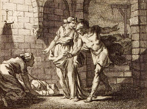 La Matrone d’Éphèse de Jean de La Fontaine dans Les Fables - Gravure de Charles-Nicolas Cochin - 1743