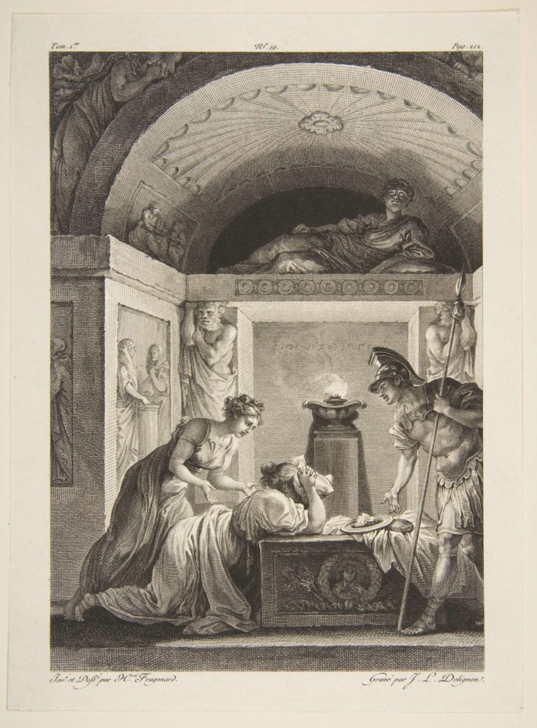 La Matrone d’Éphèse de Jean de La Fontaine dans Les Fables - Gravure de Jean-Louis Delignon d'après Jean-Honoré Fragonard - 1795