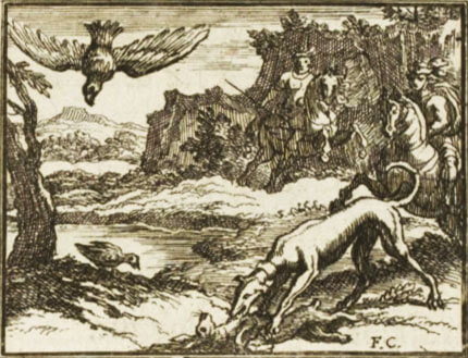 Le Lièvre et La Perdrix de Jean de La Fontaine dans Les Fables - Illustration de François Chauveau - 1688