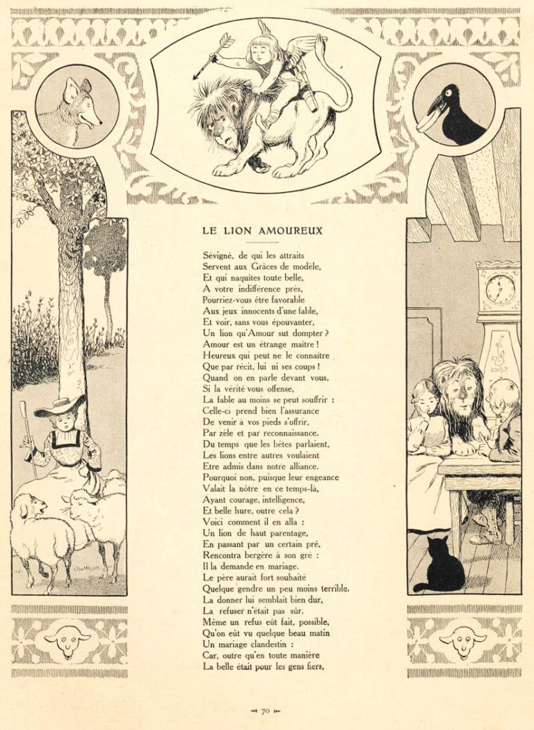 Le Lion Amoureux de Jean de La Fontaine dans Les Fables - Illustration de Benjamin Rabier - 1 sur 2 - 1906