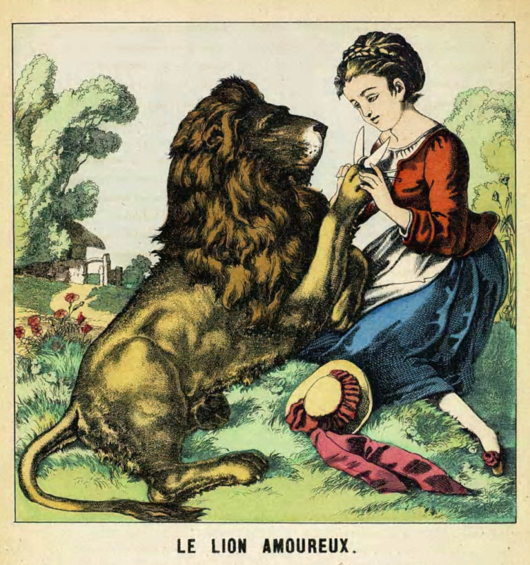 Le Lion Amoureux de Jean de La Fontaine dans Les Fables - Illustration de Charles Pinot - 1860