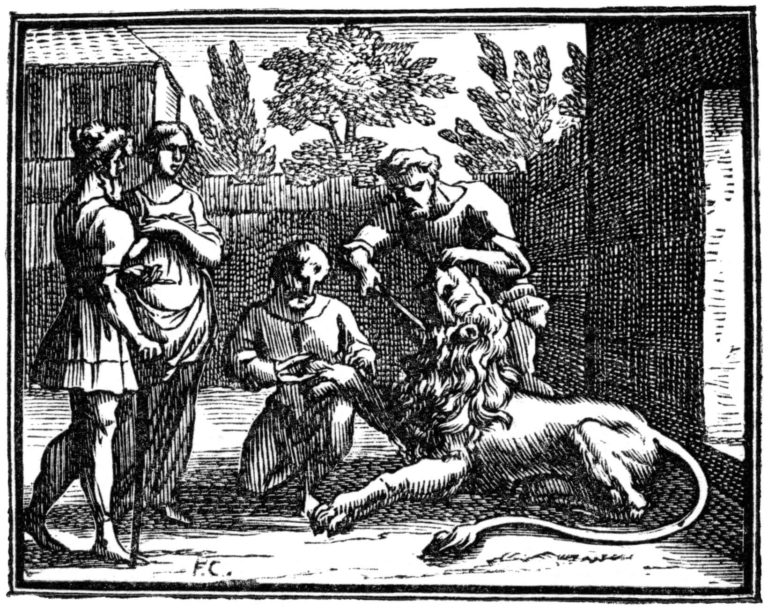 Le Lion Amoureux de Jean de La Fontaine dans Les Fables - Illustration de François Chauveau - 1688
