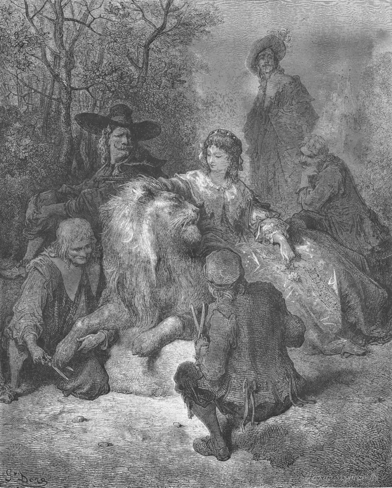 Le Lion Amoureux de Jean de La Fontaine dans Les Fables - Illustration de Gustave Doré - 1876