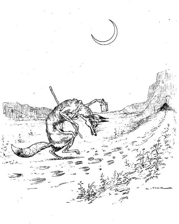 Le Lion Malade et Le Renard de Jean de La Fontaine dans Les Fables - Illustration de Auguste Vimar - 1897