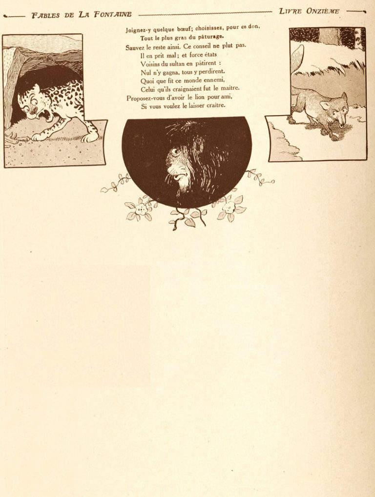Le Lion de Jean de La Fontaine dans Les Fables - Illustration de Benjamin Rabier - 2 sur 2 - 1906
