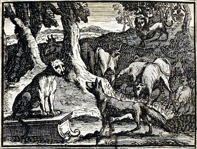Le Lion de Jean de La Fontaine dans Les Fables - Illustration de François Chauveau - 1688