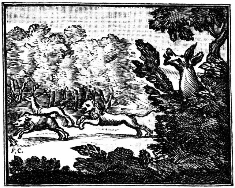 Le Lion et l’Âne Chassant de Jean de La Fontaine dans Les Fables - Illustration de François Chauveau - 1688